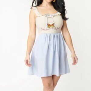 Cottagecore Butterfly Embroidered Dress  Unique Vintage Size S 4